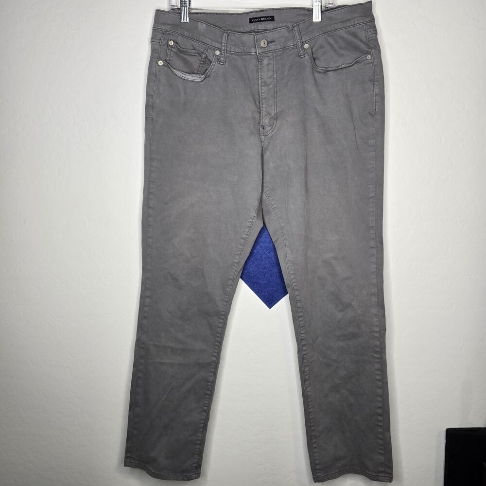 Lucky Brand 121 Jeans Mens 36x32 Gray Slim Fit Straight Leg Stretch Zip Fly